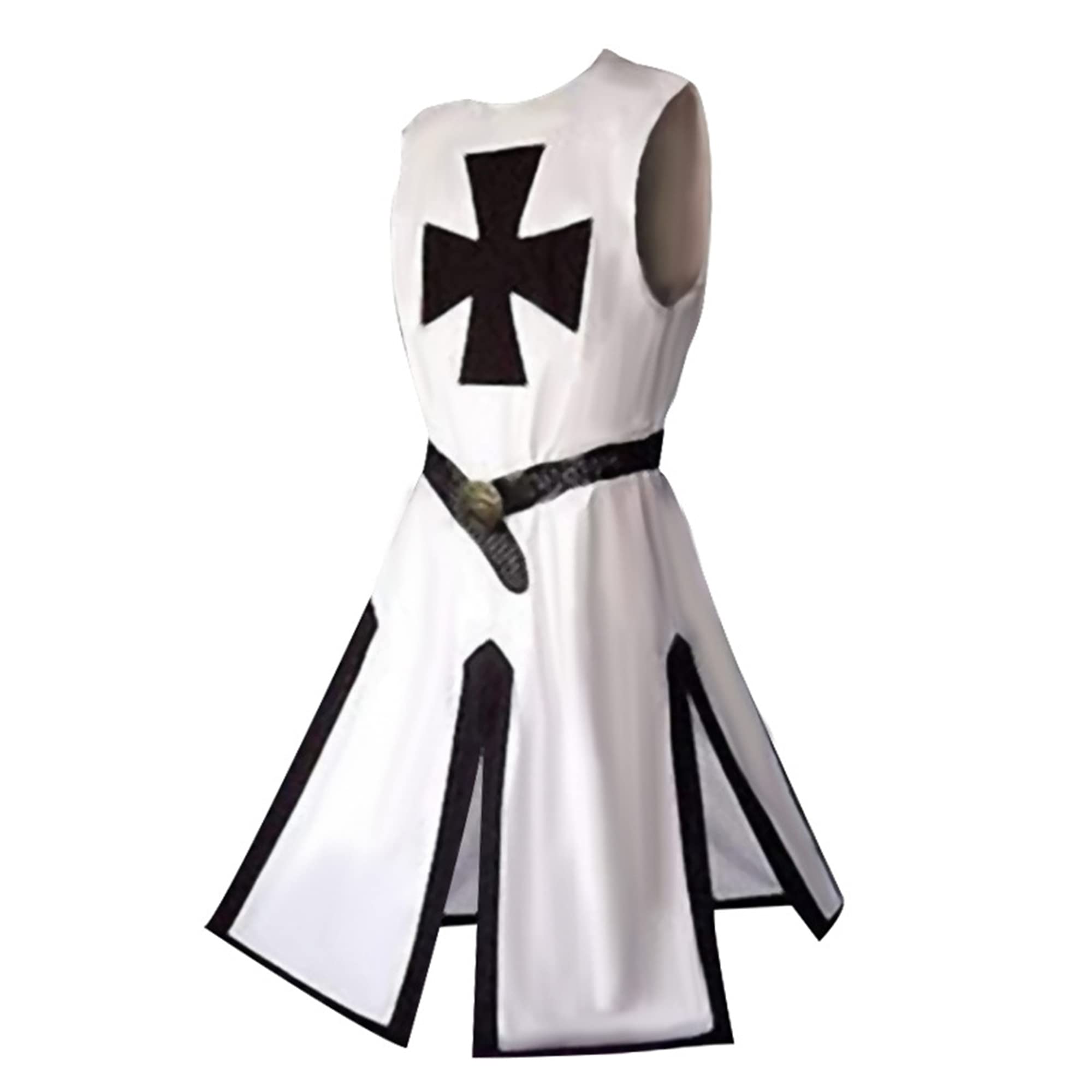 Hengvira Men's Medieval Knight Tunic Costume Crusader Knights Templar Robe with Belt Renaissance Warrior Cosplay Adult
