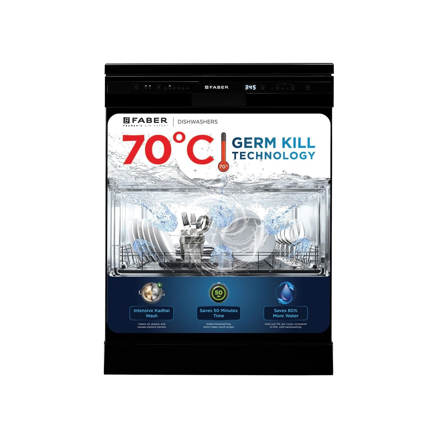 12 Place Settings Dishwasher (FFSD 6PR 12S, Neo Black, Best Suited for Indian Kitchen, Hygiene Wash)