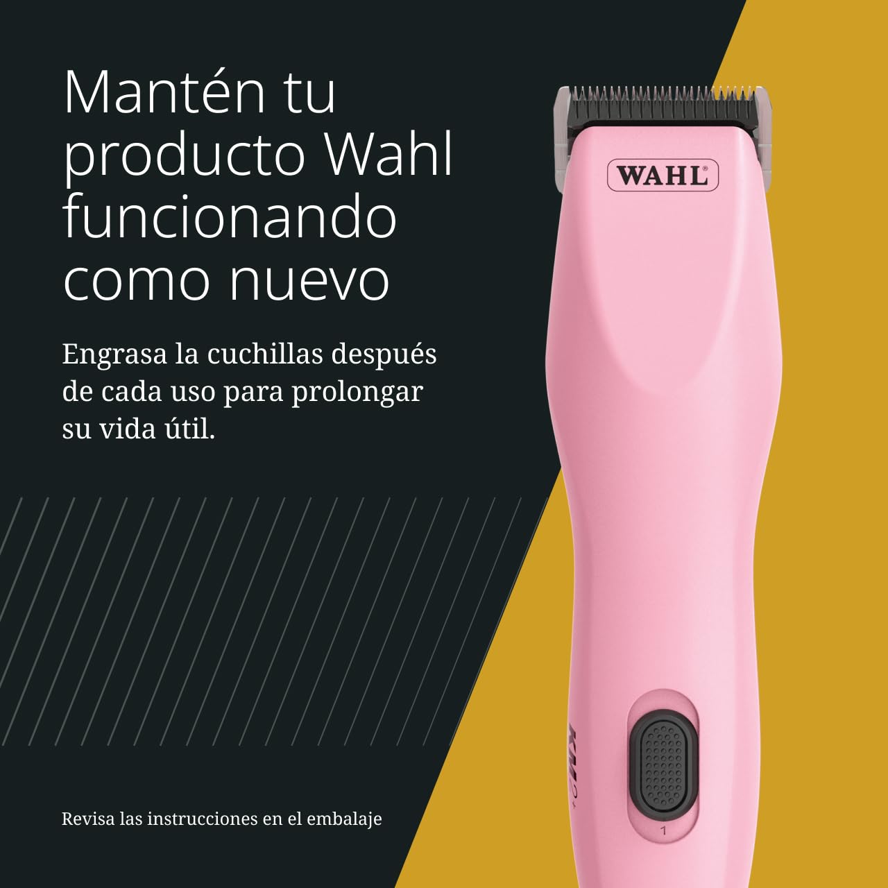 Wahl KM2+, Cortapelos con Cable para Mascotas, Ligero, Rosa | Cortapelos con Cable para Mascotas, Cuchilla Prime #10 de Acero, 2 Velocidades 3000 y 3400 RPM, Cable 4,2 m, Silencioso