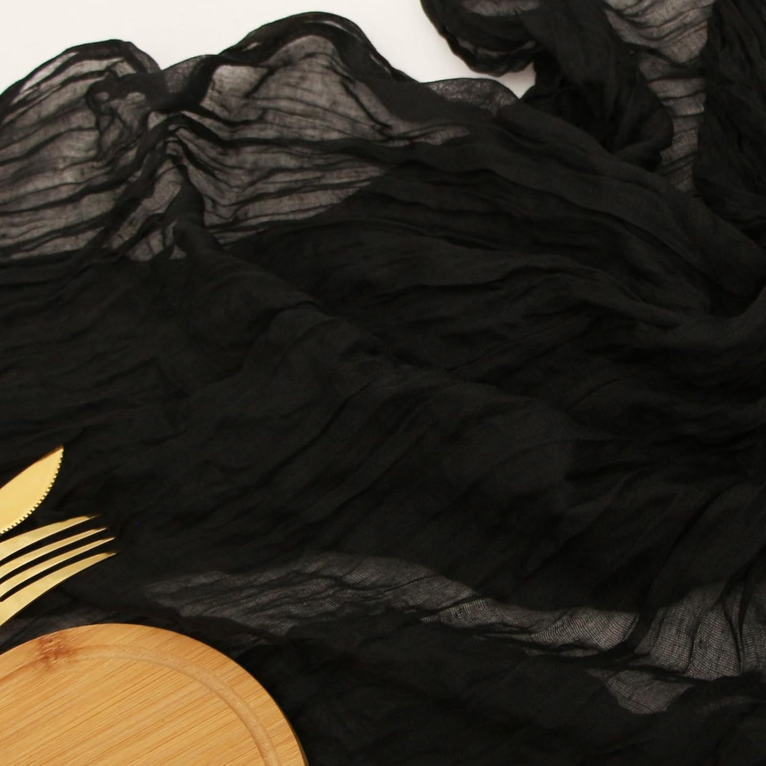 Beynant Black Cheesecloth Table Runner 35x120 Inches Gauze Rustic Farmhouse Decor for Halloween Thanksgiving First Communion Centerpiece Table Decorations