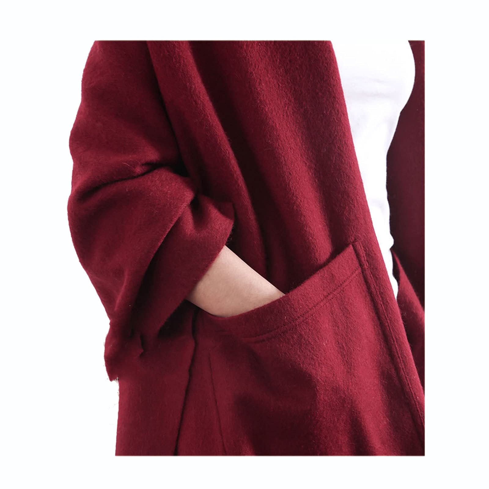 Taschen-Kaschmir-Schal Für Damen Weiche Warme Einfarbige Mode-Neuheit-Art-Pashmina-Geschenk,Red-70X200cm