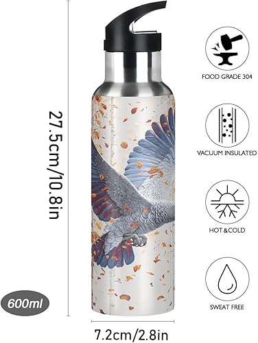 Miniatura 9 de Parrot Bird Cute Leak Proof Gym Water Bottle with Straw Lid Double-Wall Insulation for Travel and Sports 32 OZ