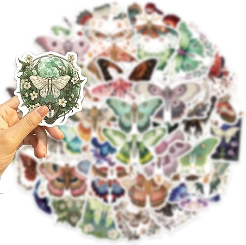 Miniatura 2 de Calcomanías de polilla para álbumes de recortes, calcomanías estéticas de animales, 50 calcomanías de polilla de dibujos animados coloridas,