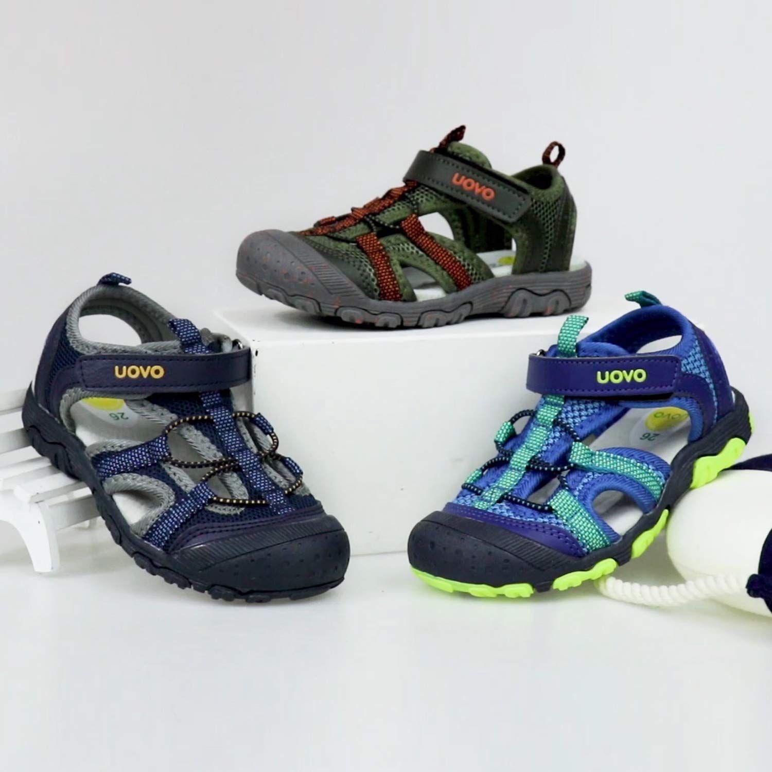 UOVO Sandały chłopięce do trekkingu, wędrówek, dla dzieci, buty letnie, outdoorowe, z zamkniętymi palcami, sportowe sandały 25-35