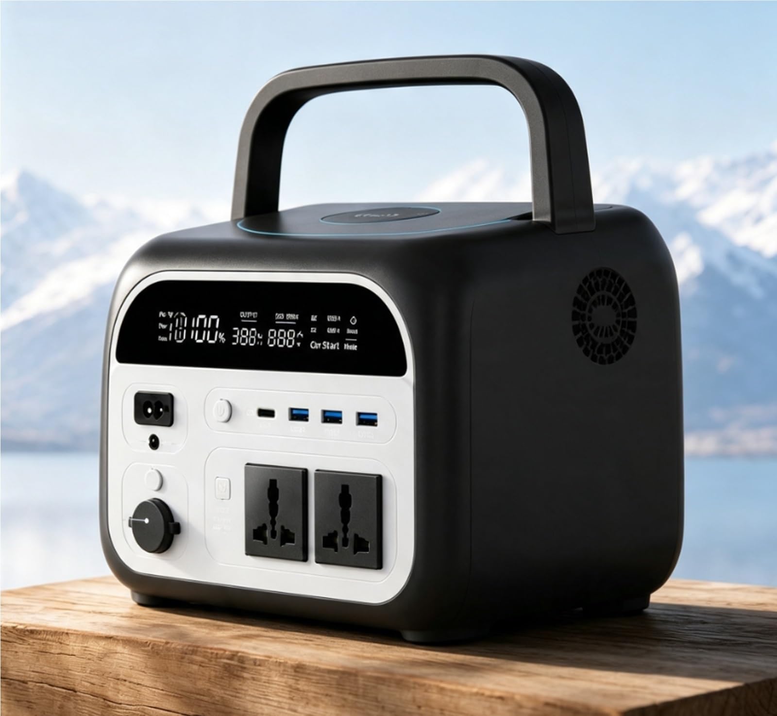 Centrale di alimentazione portatile 500W (Picco 1200W), 345,1Wh 108000mAh | Ricarica rapida e wireless, uscita CA 110V/220V, display LCD, campeggio outdoor e UPS domestico(220V Universal UK Plug)