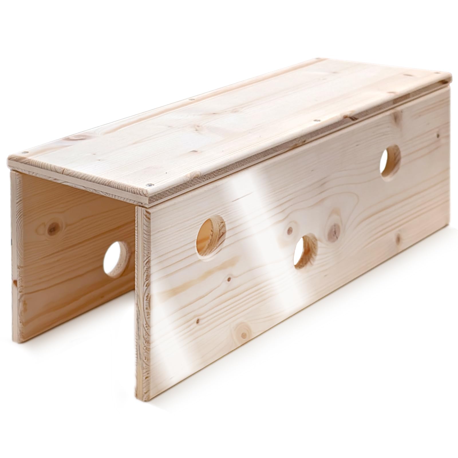 Holztunnel für Kaninchen aus massiver Fichte - 60 cm - Handgemachte Häuser für Kleintiere (Mit Schutzlack)