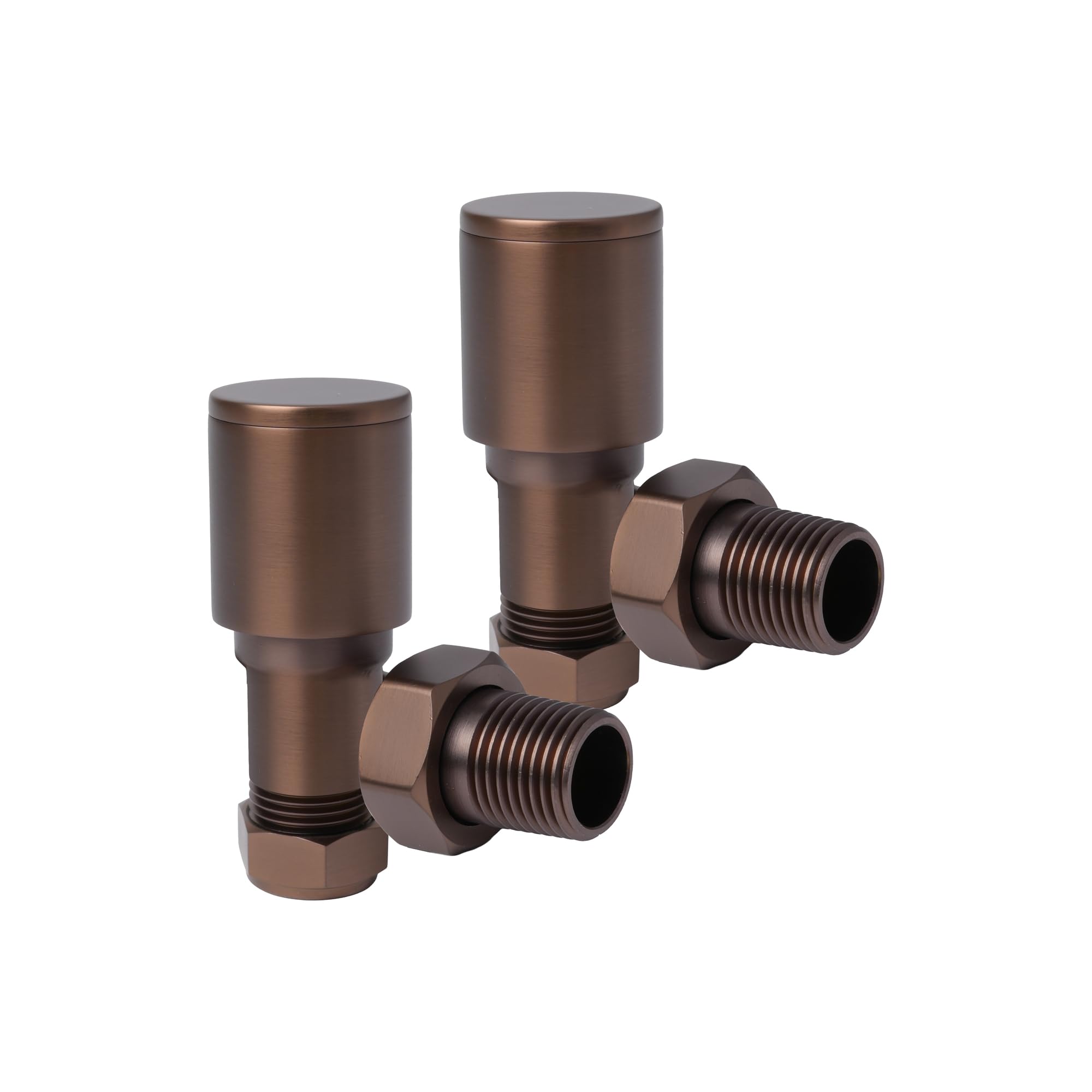 Bronze Angled Radiator Valves Round Top Modern Radiator Valves Pair of 15mm x 1/2" (Set of 2) for Heated Towel Rails & Central Heating Radiators Bronze Radiator Valve Set