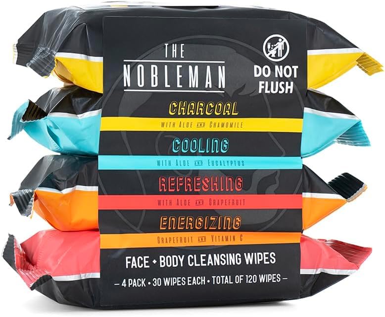 Face & Body Cleansing Wipes - Charcoal, Cooling, Refreshing, Energizing (120 Ct.)