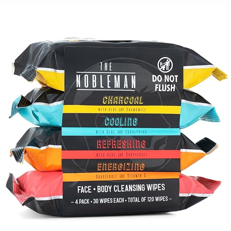 The Nobleman Pacote variado de lenços para rosto e corpo com carvão, eucalipto, camomila e toranja