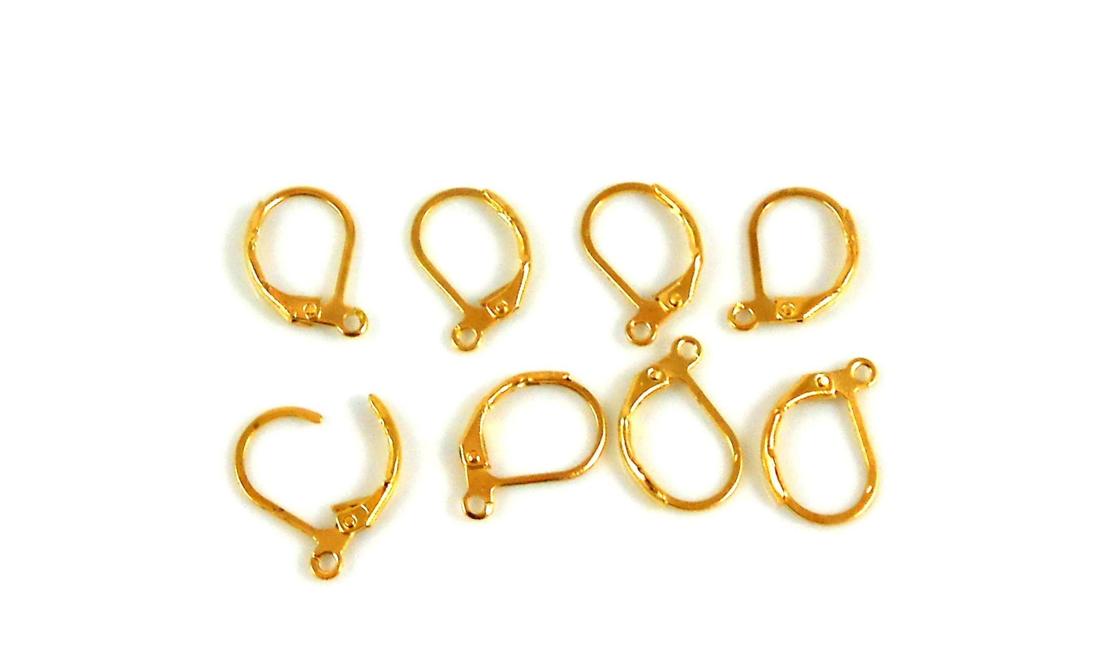 14K Gold Earrings findings Round Leverback Pure 1 Micron Plated Lever Back 10 x 16 mm Wholesale for fine Jewelry Making (6 pcs.)