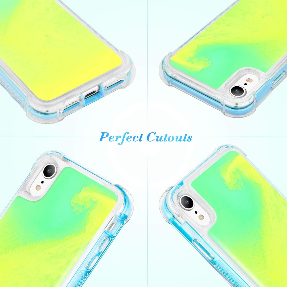 Caka Case for iPhone XR Liquid Case Neon Sand Cute for Women Girls Shockproof Fluorescent Luminous Full Body Heavy Duty Protection Glow in The Dark Noctilucent Case for iPhone XR (Green Yellow)
