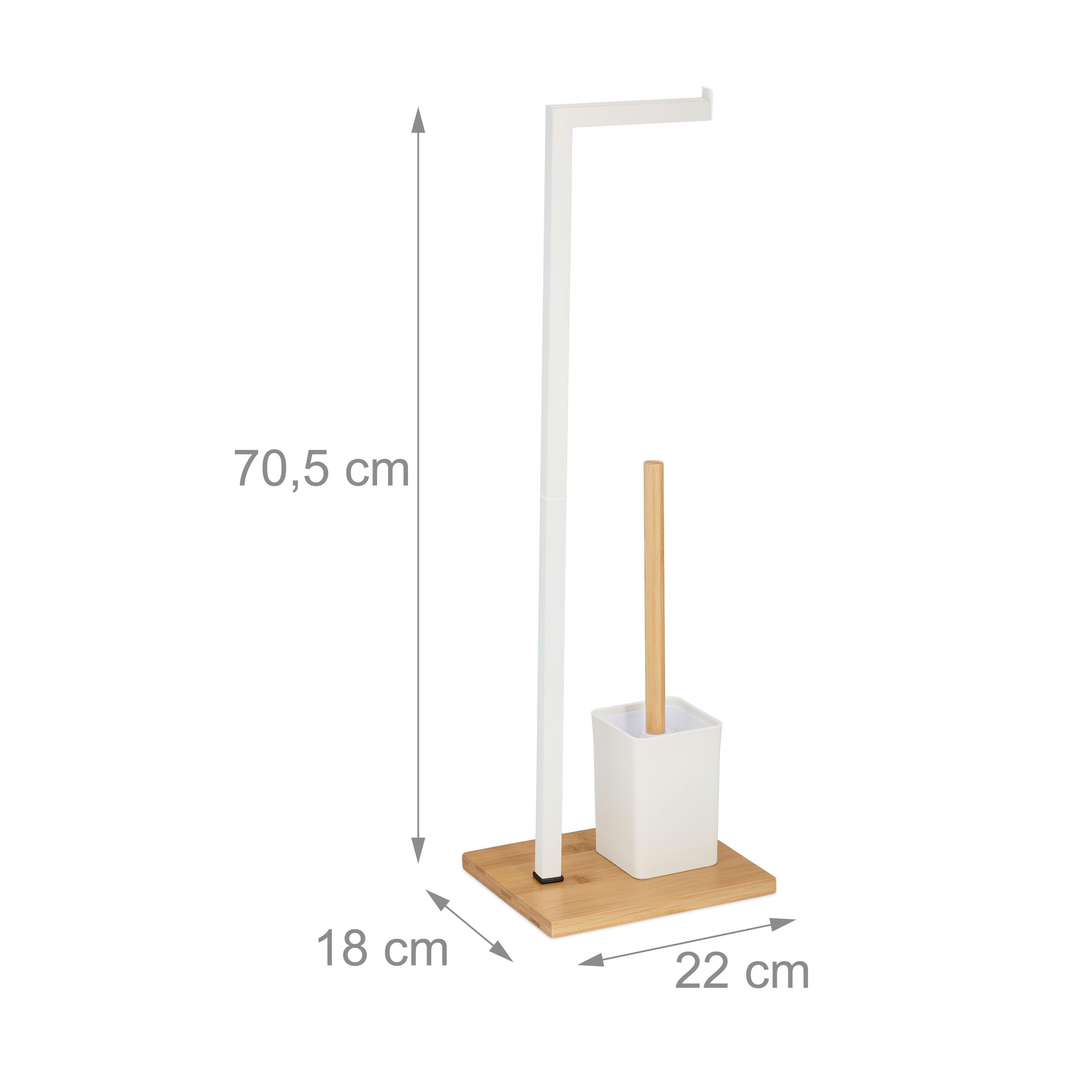 Amazon.com: Relaxdays WC Set, Bamboo, Stainless Steel, Free-Standing, incl.  2 Spare Heads, Toilet Roll & Brush Holder, White/Natural, 70.5 x 22 x 18 cm  : Home & Kitchen
