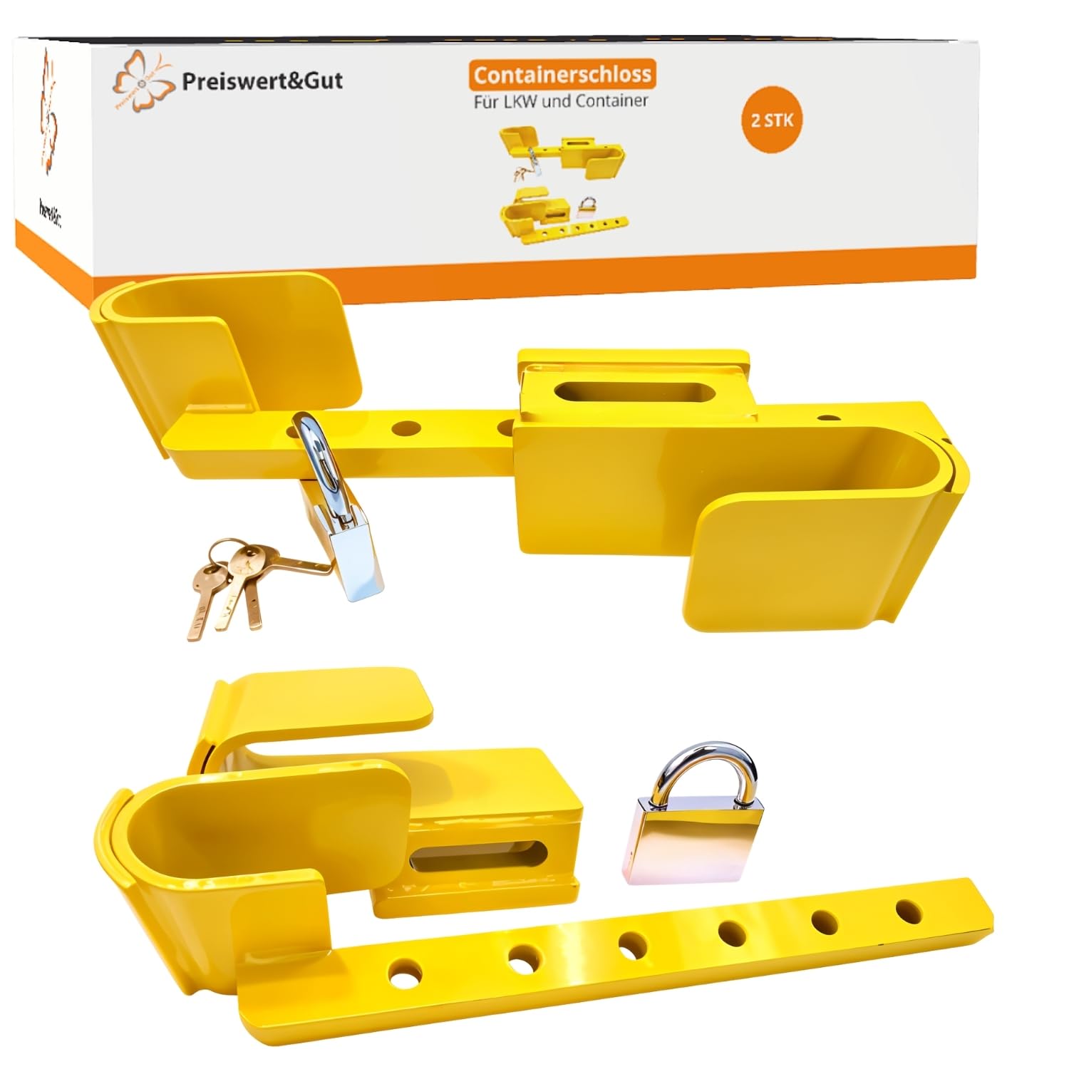 2 STK Containerschloss ausziehbar 23 bis 42 cm gehärteter Stahl LKW