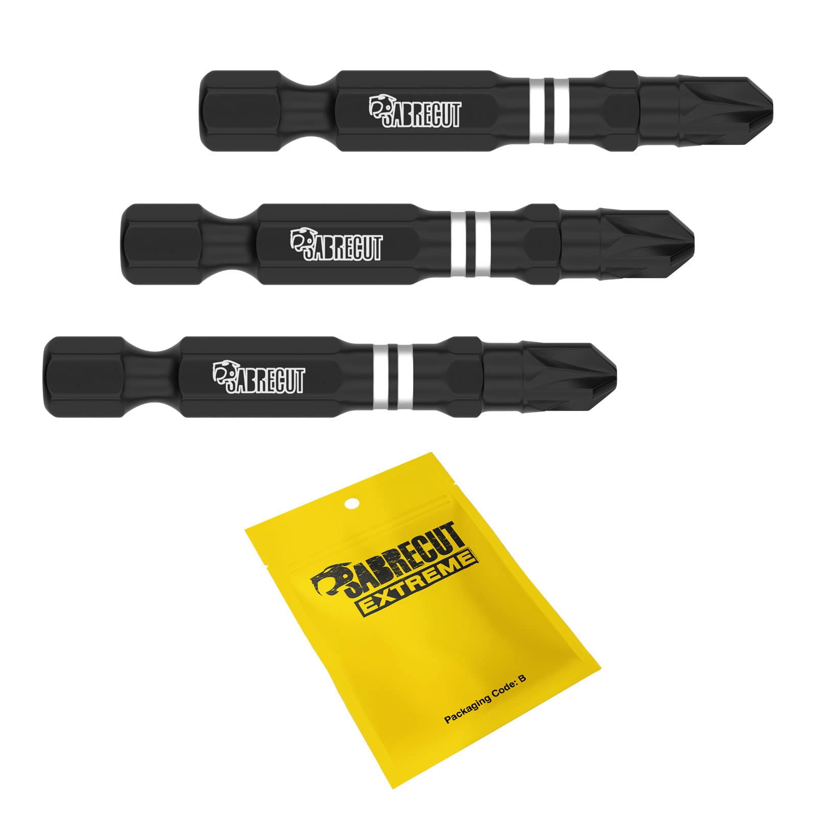 Sabrecut 3 X Scpz350_3 50Mm Pz3 Impact Screwdriver Driver Bits Set Single Ended Pozidriv Pozi No.3 Heavy Duty