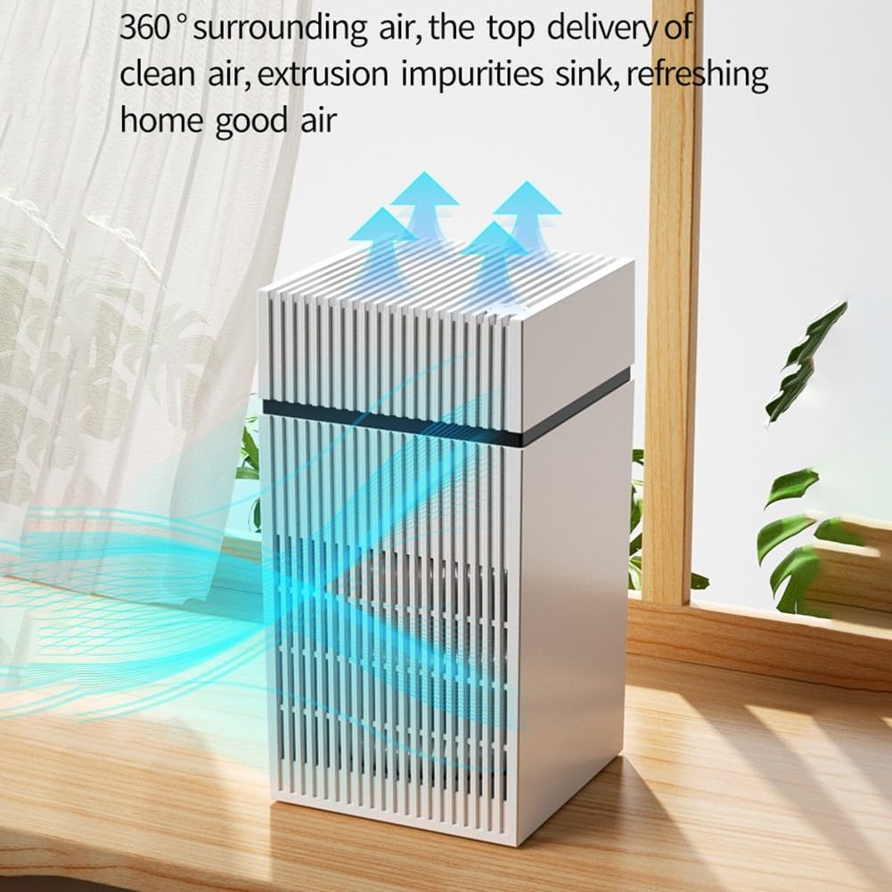 Purificatore d'aria portatile USB, purificatore d'aria quadrato, ricaricabile tramite USB, con filtro HEPA con carbone attivo, per filtrazione e deodorizzazione a casa e in viaggio (nero)
