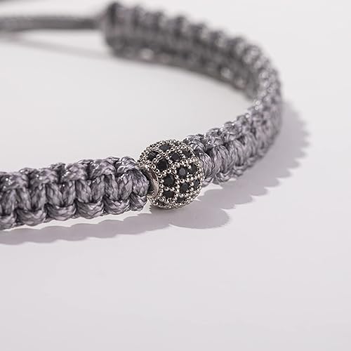 Miniatura 9 de Juego de pulseras de cuentas para hombre de 0.315 in y 0.157 in de piedras preciosas curativas trenzadas con dije de circonita cúbica, pulsera de