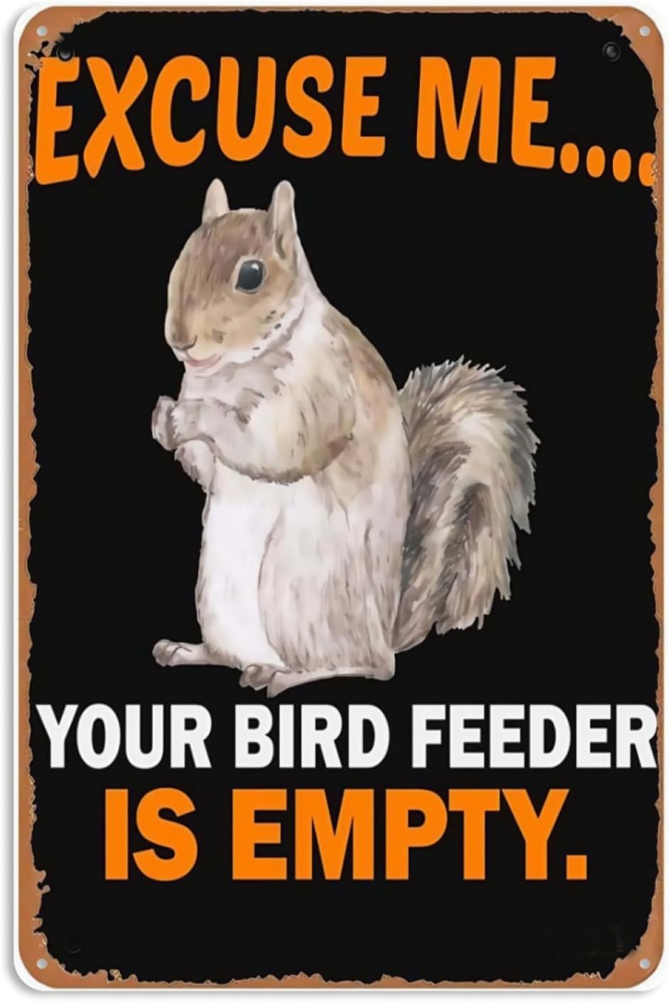 8x12 Inch Metal Sign Featuring Sarcastic Squirrel Alert Bird Feeder Tin Sign Decor With Distinctive Artistic Fonts For Country House Living Room Wall Hanging Inspiration Display