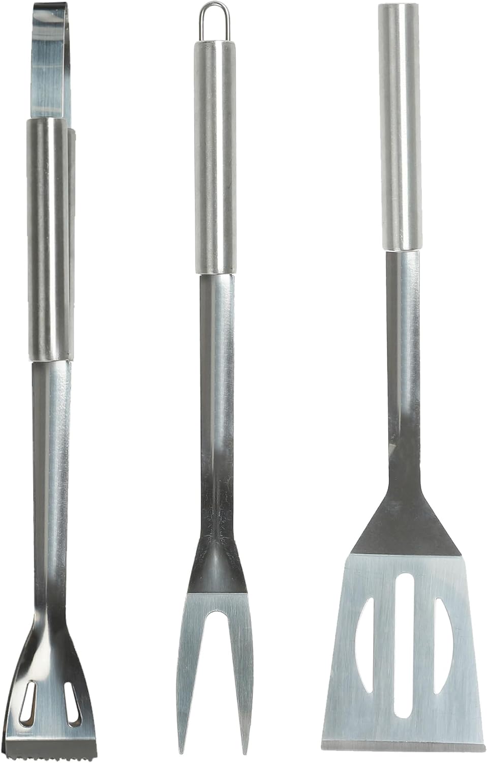 Fusion Food BBQ Tool Set of 3 Premium Barbecue Utensils BBQ Food Turner Tong and Fork Stainless Steel BBQ Tool Set With Hanging Loops Perfect BBQ Gifts For Men Camping Utensils for Outdoors