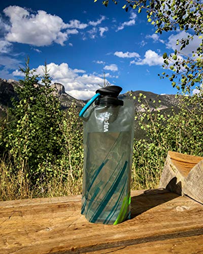 Vapur Element Flexible Water Bottle - With Carabiner, 1 Liter (33 Oz) - 2 Pack - Grey & Teal #TOP4