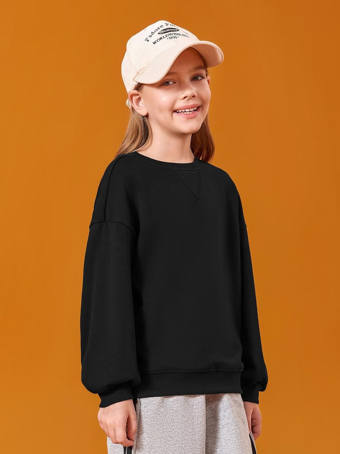 Haloumoning Girls Casual Crewneck Sweatshirts Kids Long Sleeve Oversized Fashion Pullover Tops 5-14 years - Image 2