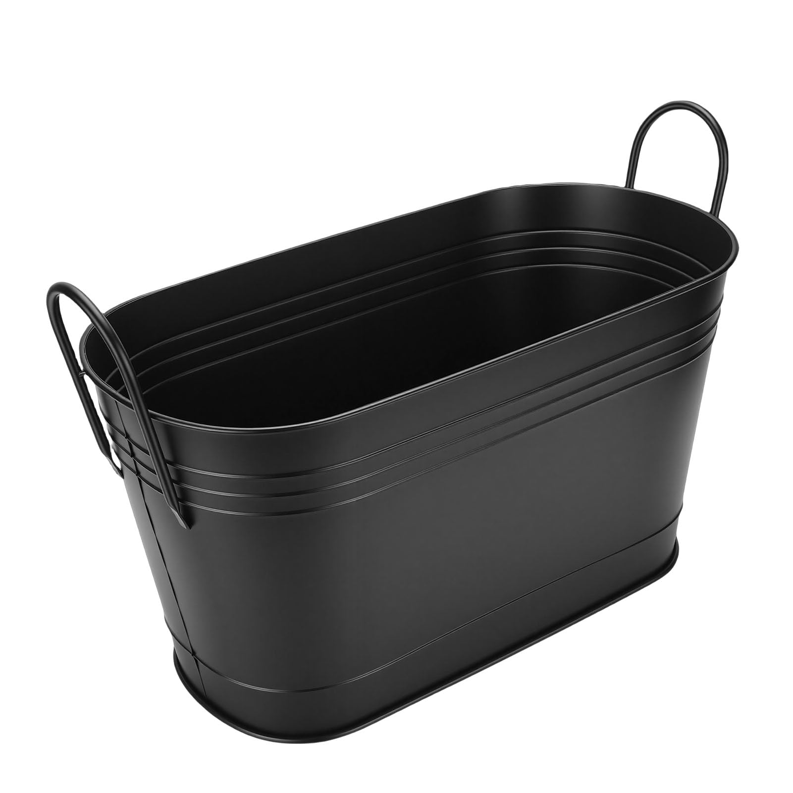 Cocoarm Soporte para Leña, Cubo para Leña de Hierro, 21,9 X 14,0 X 10,4 Pulgadas, Contenedor de Almacenamiento de Metal Ovalado con Asas para Chimenea Interior, Hoguera para Exteriores, Plantación