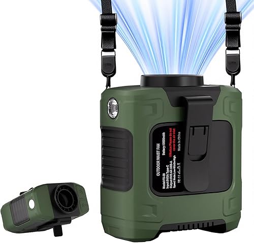 Ventilador de cintura portátil 18000RPM Ventilador de cintura de flujo de aire fuerte Ventilador de cinturón con tiempo de trabajo máximo de 12