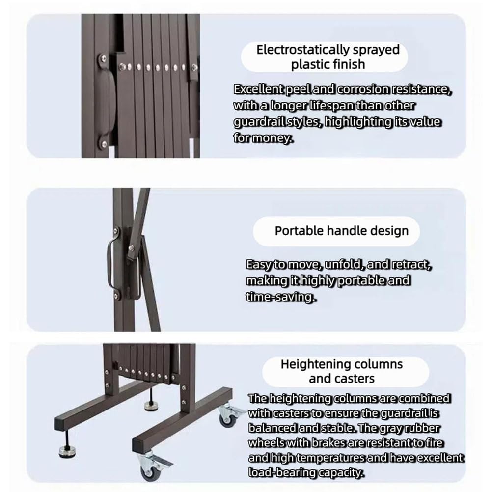 Cancello Recinzione Retrattile Alluminio, Barriera Sicurezza Facilmente Montabile con Ruote, Girevole 0 a 180 Gradi, Cancello Barriera Portatile per Interni ed Esterni