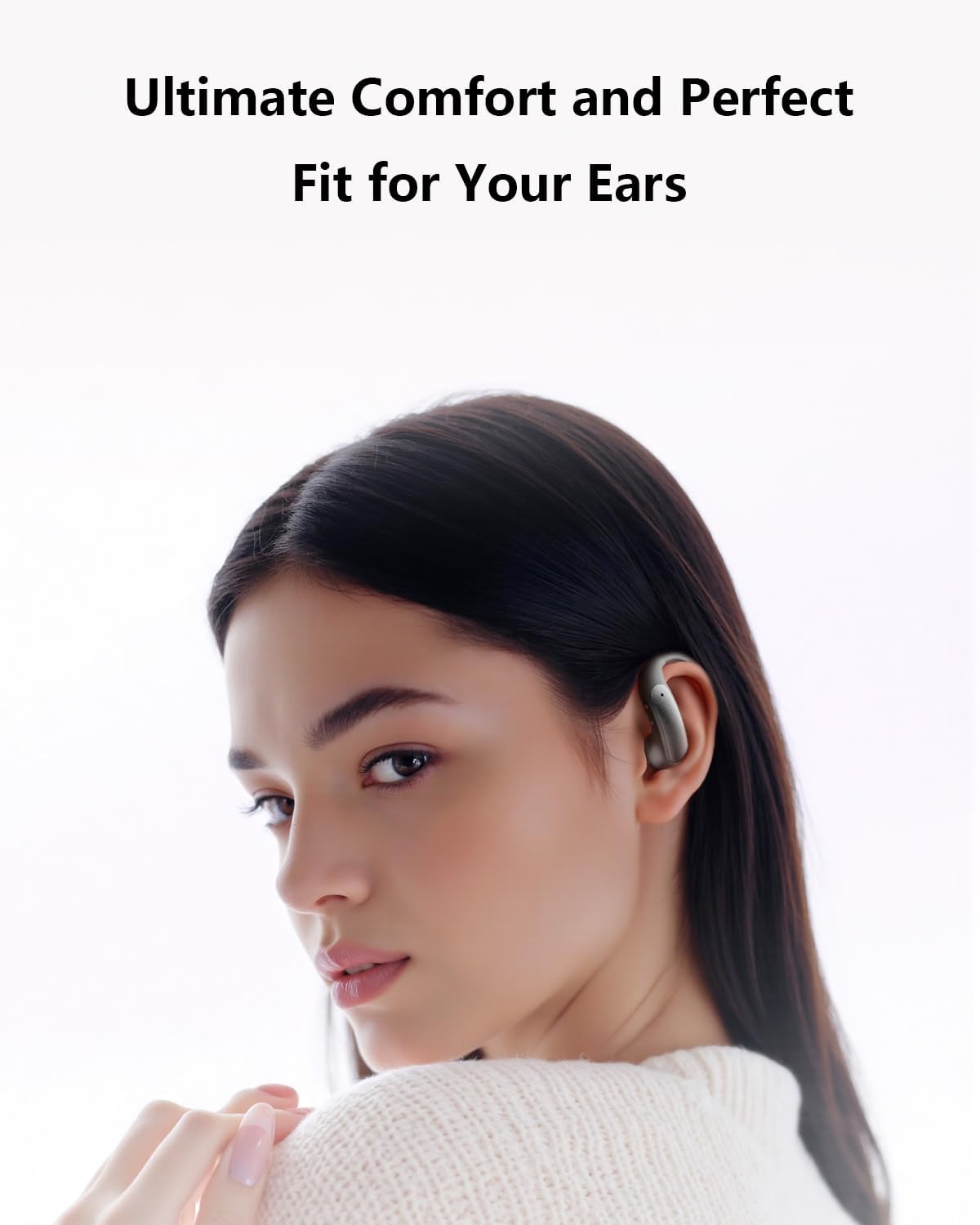 Woman wearing Yimwme Open Ear Headphones