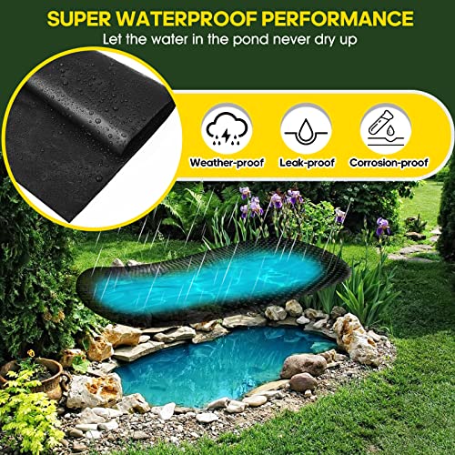 3m x 2m Teichfolien Zuschnitt Schwarz HDPE, UV- und witterungsbeständig, Schwimmteich Folie Gartenteich Teichplane schwarz, für Fischteiche, Brunnen, Wassergarten und Wasserfall Stärken 0.1 MM