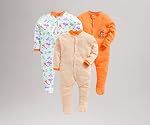 EIO 100% Cotton Rompers/Sleep Suits/Jumpsuit/Night Suits for Baby Boys & Girls, Infants, New Born Pack of 3