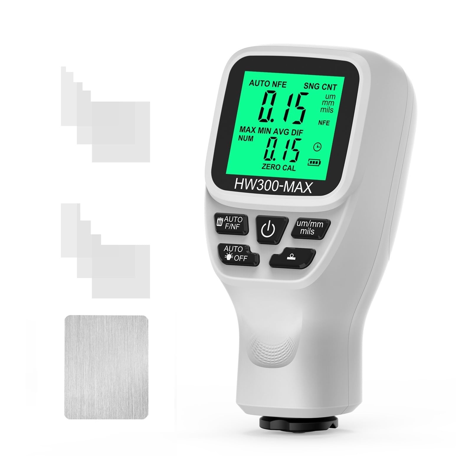 Lackdickenmessgerät, Autolack Film Automatische Dicke Gauge 0-2000UM Fe & NFe Beschichtung Dicke Tester Automotive Lack Dicke Meter(White)