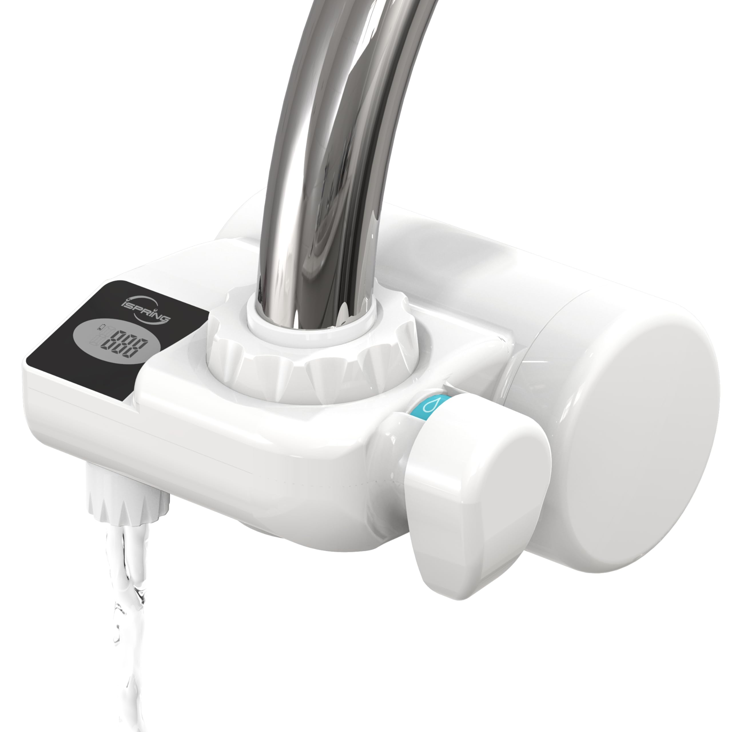 iSpring DFGB1W kran z filtrem do wody, żywotność 600 l | Cyfrowy wyświetlacz, system filtracji wody bloków węglowych, redukuje 99% chloru, zły smak