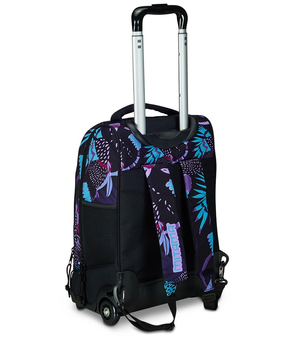 Mitama Trolley DR Scuola Purple Bloom,Con Mega Scomparto e Doppia Maniglia, Nero e Viola, Scuola Elementare e Tempo Libero, Bambina Ragazza