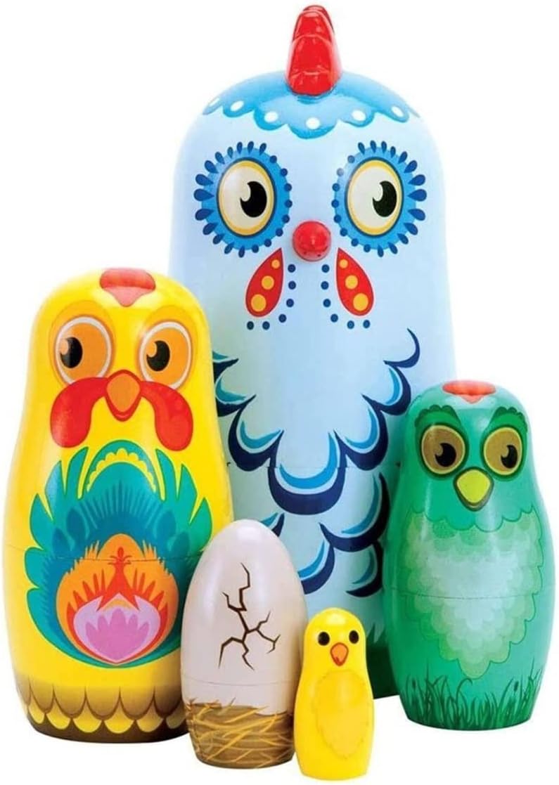 Matryoshka 5 Pieces Animal Chicken Russian Nesting Dolls Matryoshka Toy Home Decor Toy Gift Creative Toys