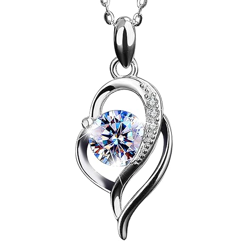 Miniatura 1 de Missia Moissanite Sterling Silver Necklace With Walnut Jewelry Box Gift For Her Woman Wife Girlfriend Daughter Present For Birthday Valentine