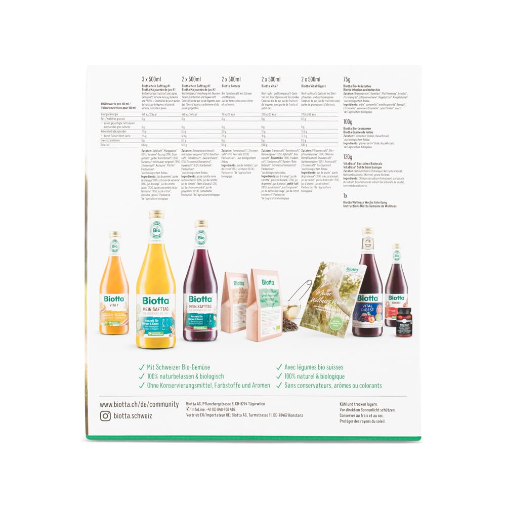 Biotta Wellness Woche Saftpaket | Paket für 1 Woche Saftfasten