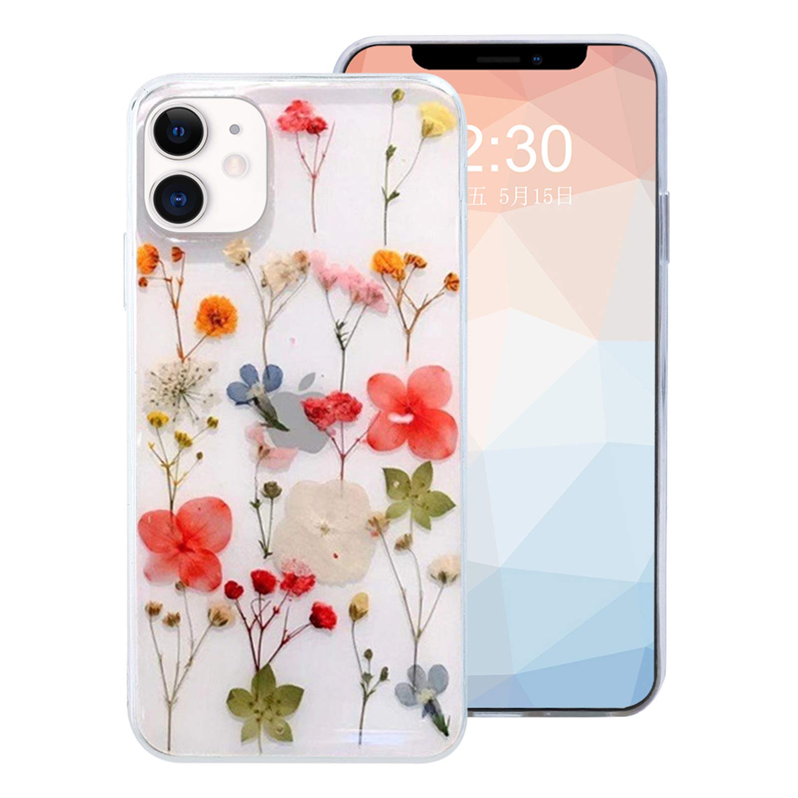 Amazon Com Omorro For Iphone 12 Flower Girly Case Girls Floral Design Pressed Dry Real Flowers Slim Cover Case Silicone Tpu Rubber Romantic Cute Protective Clear Phone Case For Women Girls Kids Red