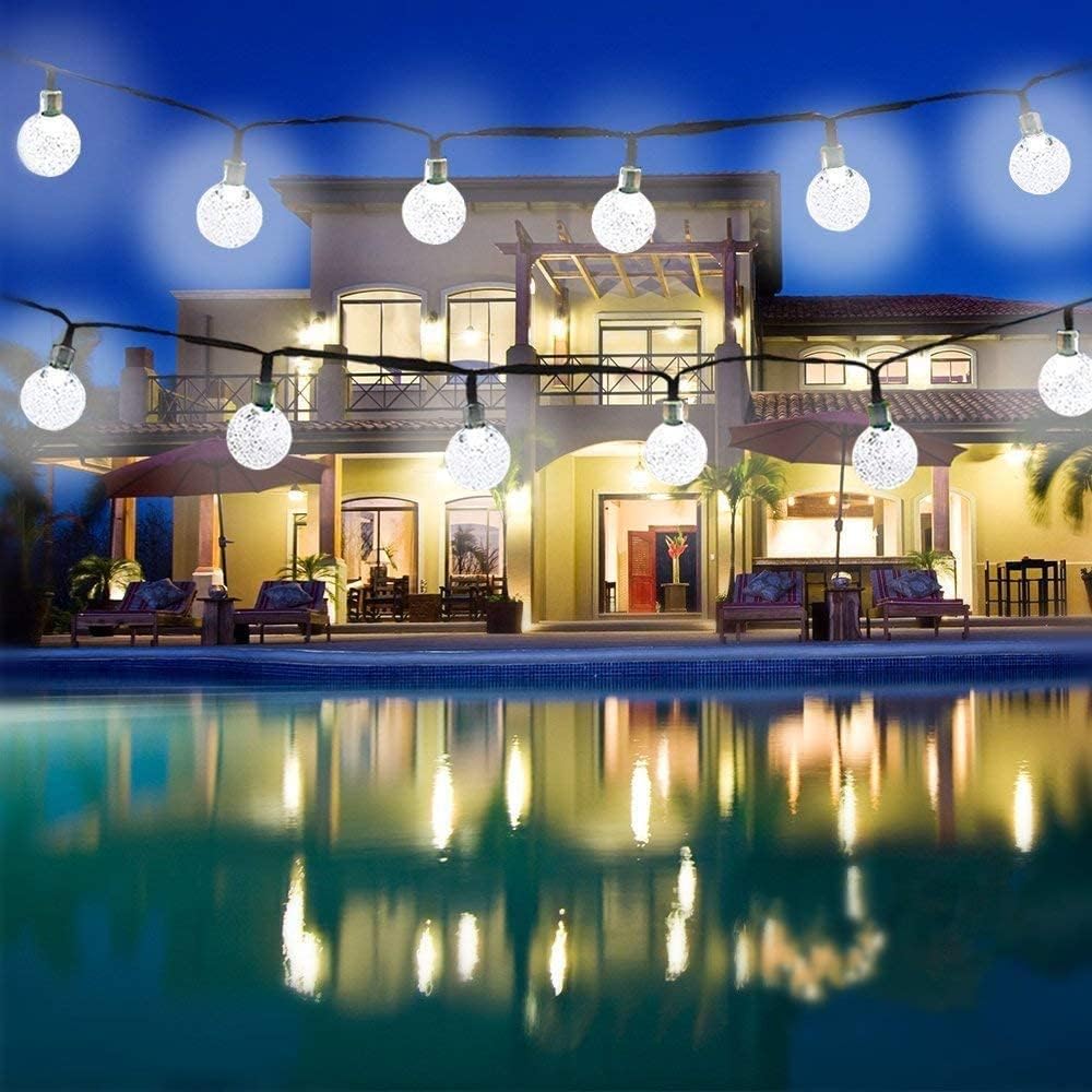 Toodour Solar String Lights Outdoor, 35.6ft 60 LED Globe String Lights, Waterproof 8 Modes Solar Patio Lights for Garden, Lawn, Gazebo, Yard (White)