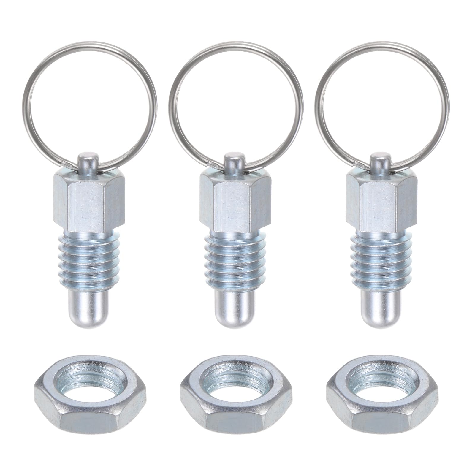 HARFINGTON 3Pcs Spring Plunger with Pull Ring M12x1.75 Thread Size 0.51