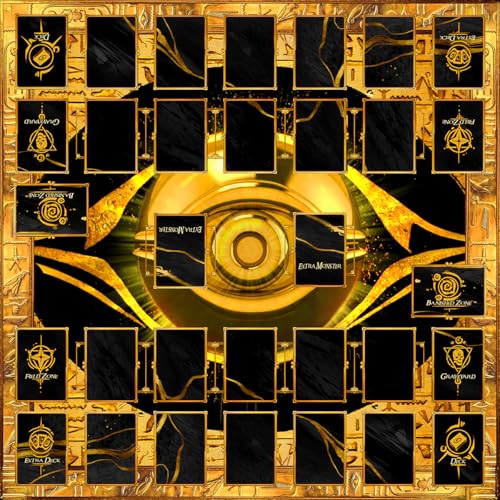WAIFUWORLD SHOP Spielmatte mit Zonen | Aktuelles MR5 Feld | TCG Dual Playmat kompatibel mit beliebten Kartenspielen | Kartenspielmatte Millennium Style mit ägyptischem Motiv | 71 x 71 cm