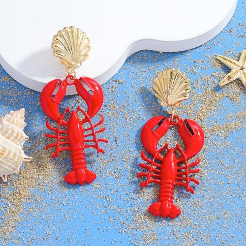 Creative Exaggerated Ocean Animal Drop Dangle Earrings for Women, Bohemia Style Alloy Lobster Octopus Fish Crab Earrings for Summer Beach Holiday Party Jewelry Gifts2