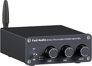 Fosi Audio BT20A Bluetooth Stereo Amplifier, 2 Channel Home Audio Component Amplifiers for Passive Speakers, Mini Class D Amp Receiver 200W for Indoor, Outdoor, Garage, Ceiling, Bookshelf Speaker