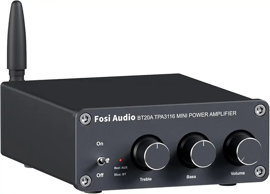 Fosi Audio BT20A Bluetooth Stereo Amplifier, 2 Channel Home Audio Component Amplifiers for Passive Speakers, Mini Class D Amp Receiver 200W for Indoor/Outdoor/Garage/Ceiling/Bookshelf Speaker ClimateP