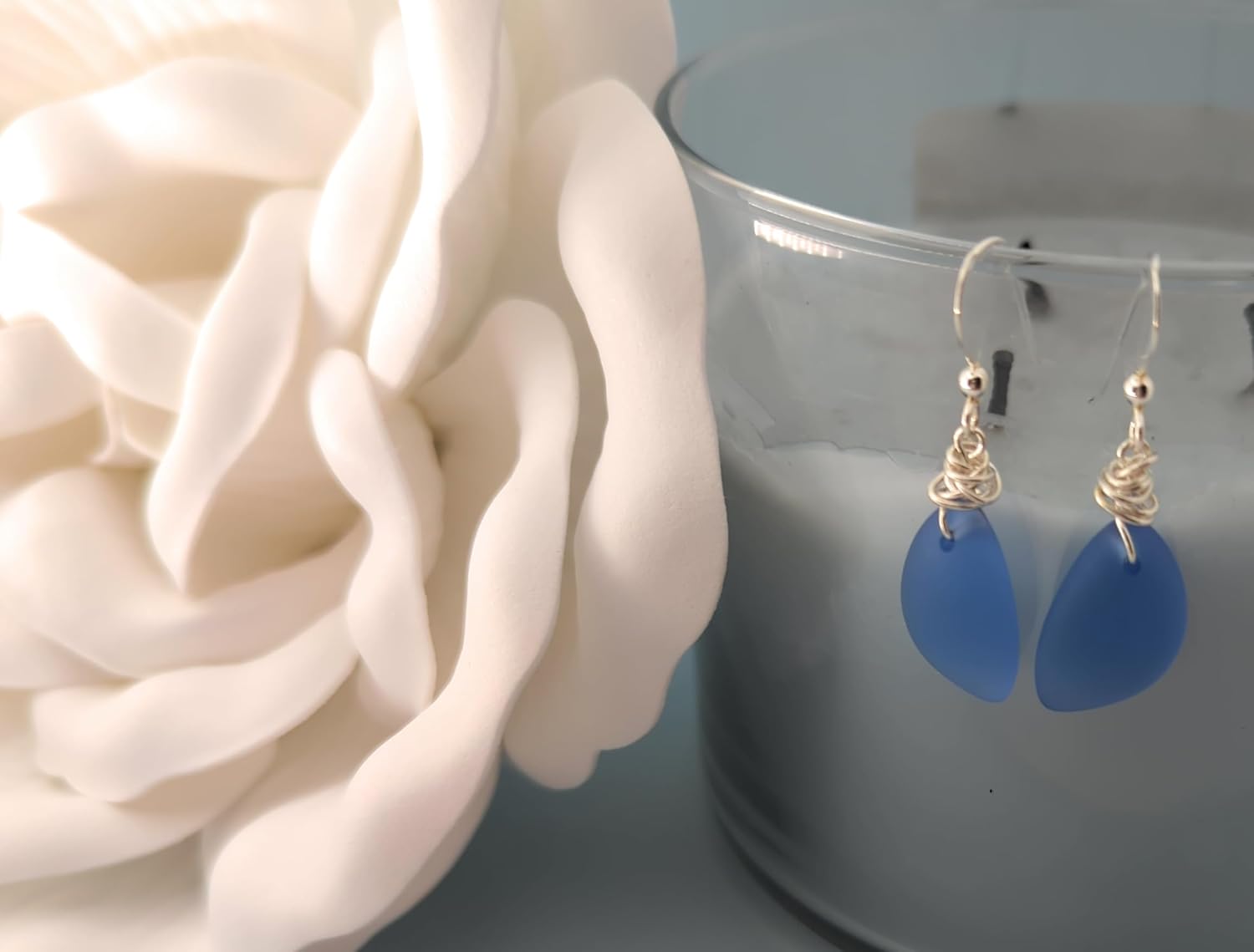 Popular Recycled Sea Glass Earrings on Sterling Silver Hooks - Image 5