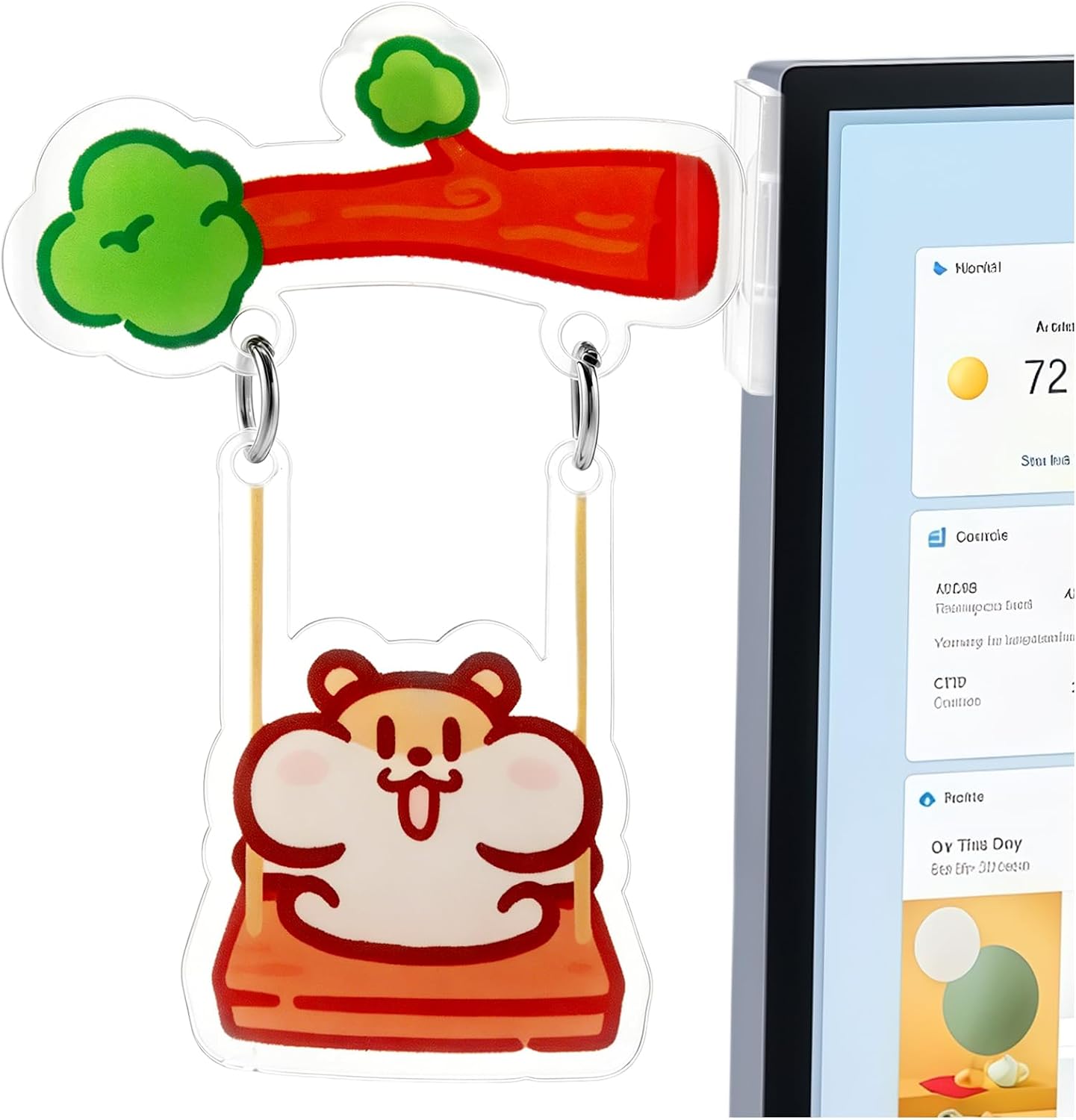 Cute Computer Monitor Decor Hamster Statues for Car Dashboard Funny Acrylic Hamster Car Decor for Rear View Mirror Creative Computer Side Decorations Home Office Desk Decoration for Women Girls