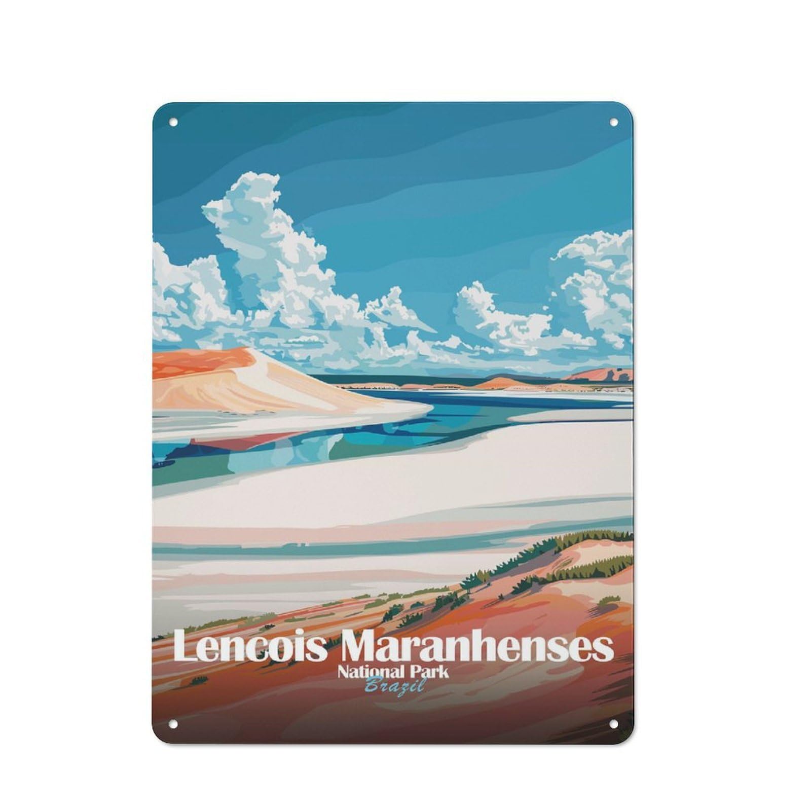 Junmoney Style-1 Lencois Maranhenses National Park Brazil Rustic Tin Sign 40X30cm For Studio Or Craft Room, For Kitchen, Dining Room And Home Bar Wall Decor