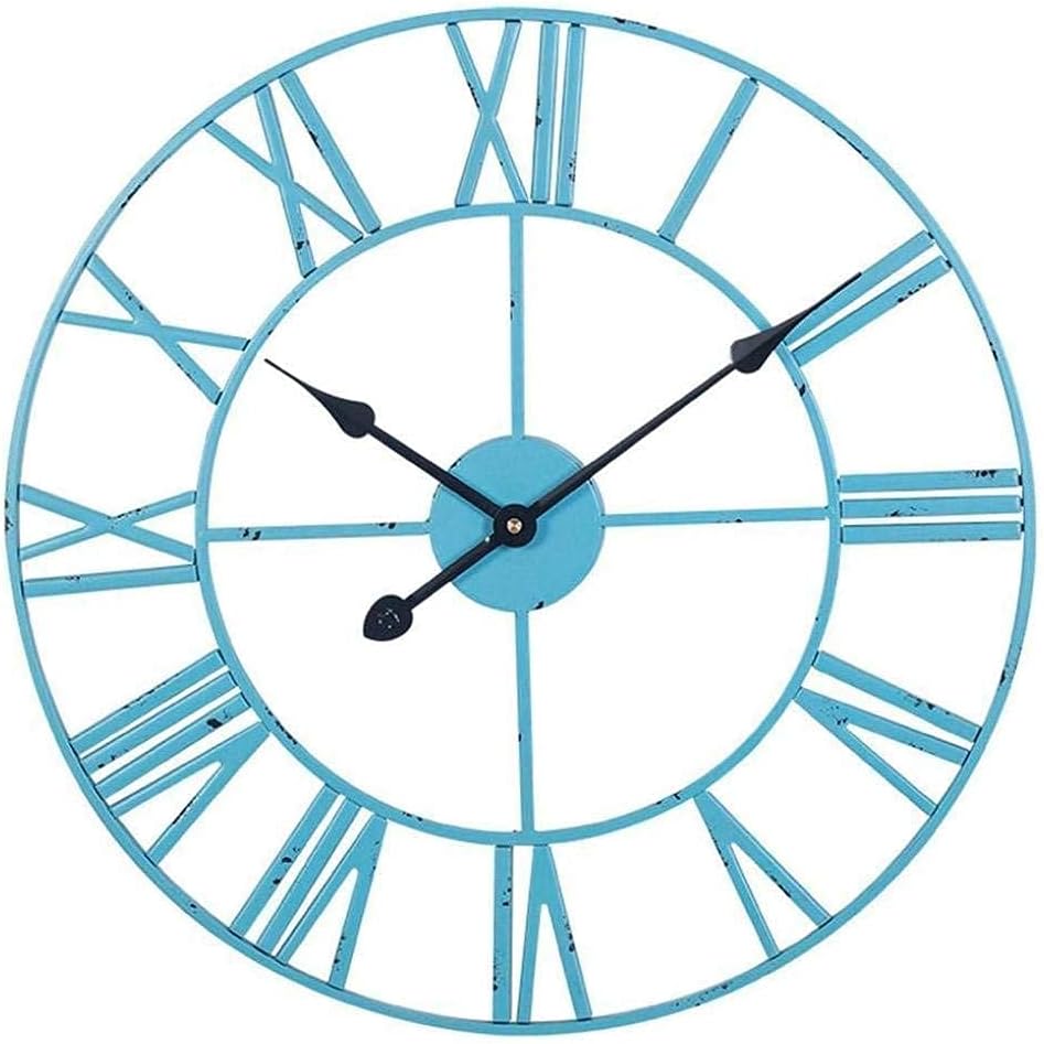 Outdoor Garden Wall Clock, Roman Numeral Clock Garden Clocks Waterproof Indoor Decoration Outdoor Wall Clock Giant Open Face Metal