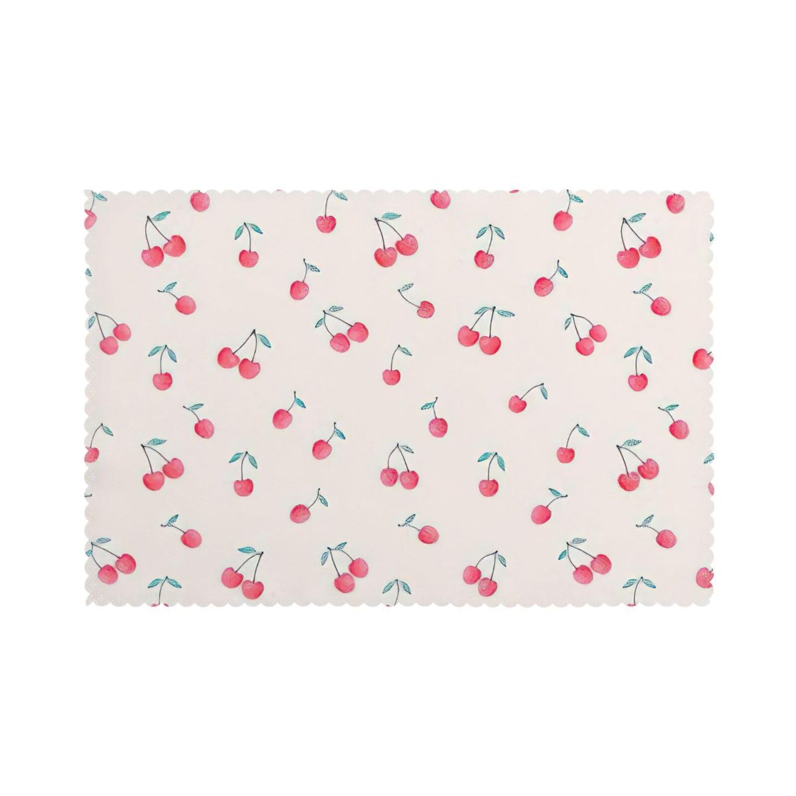 lovely sweet red cherry Print Placemats for Dining Table Set of 6 12x18 Inch Table Mats for Party Kitchen Dining.