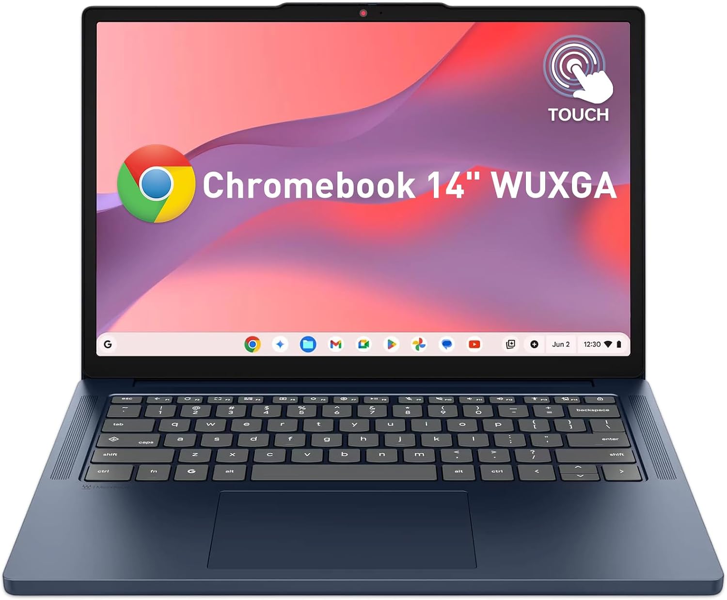 2026 Chromebook 14" WUXGA Touchscreen Student Laptop w/ 8-core CPU | Webcam w/ Shutter, 4GB RAM, 64GB Flash Storage, Rugged Reliability, Gemini AI, Stereo Speakers, Blue