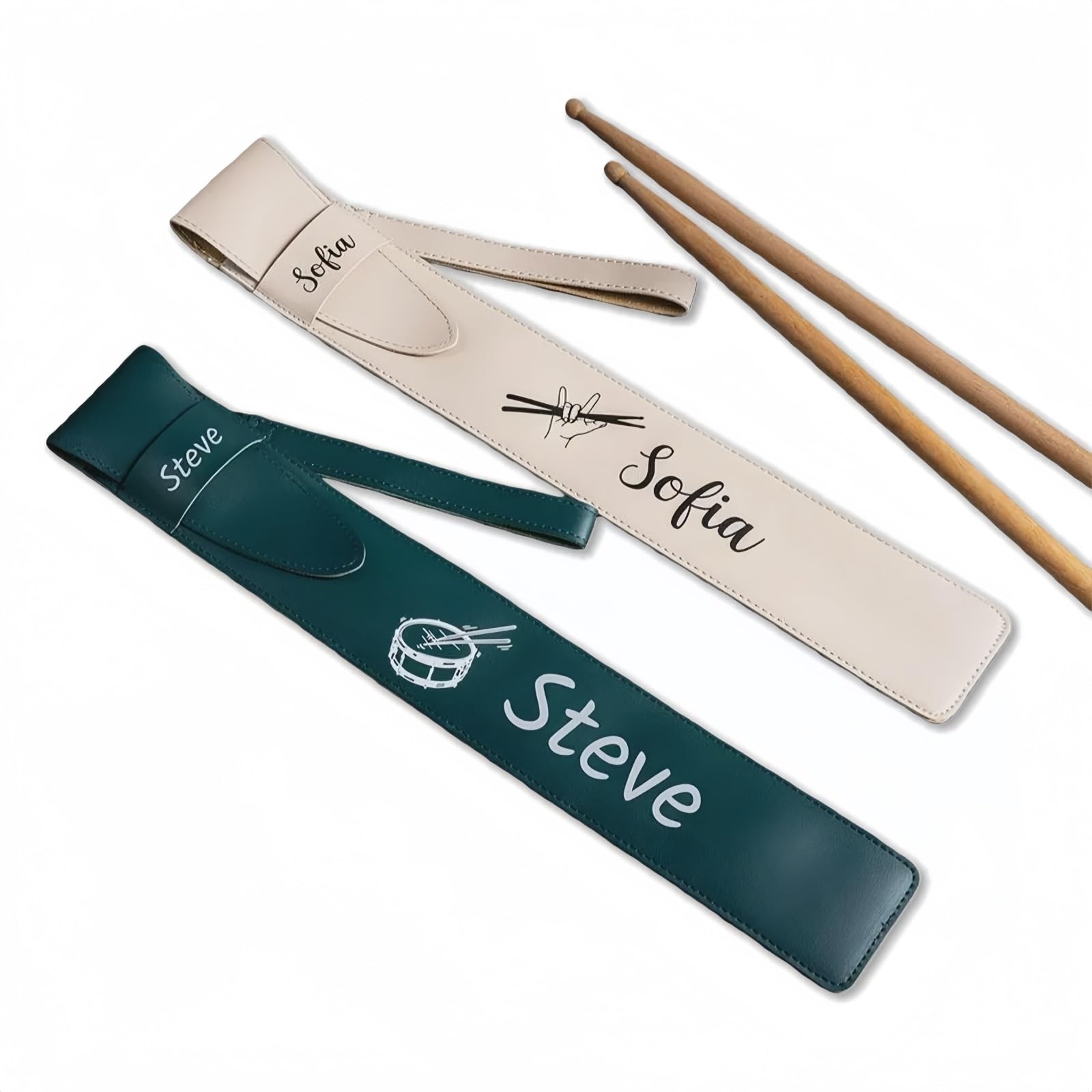 Zztingc One Color Customed Leather Drum Stick Bag, Personalized Drumsticks Holder With Name Text Logo, Portable Storage Pouch, Gifts For Drummers